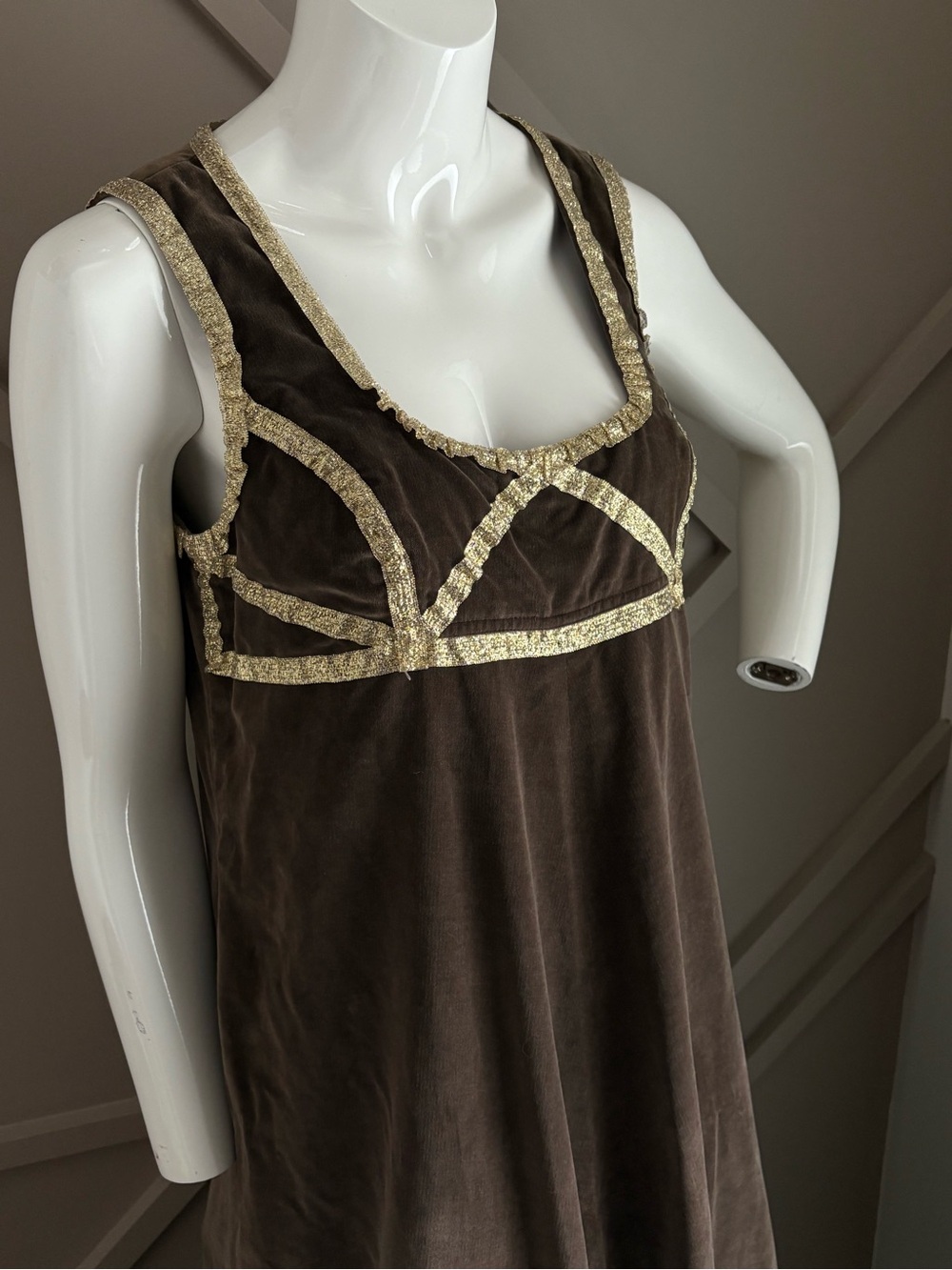 Vintage Ports International brown velvet Maxi Dress